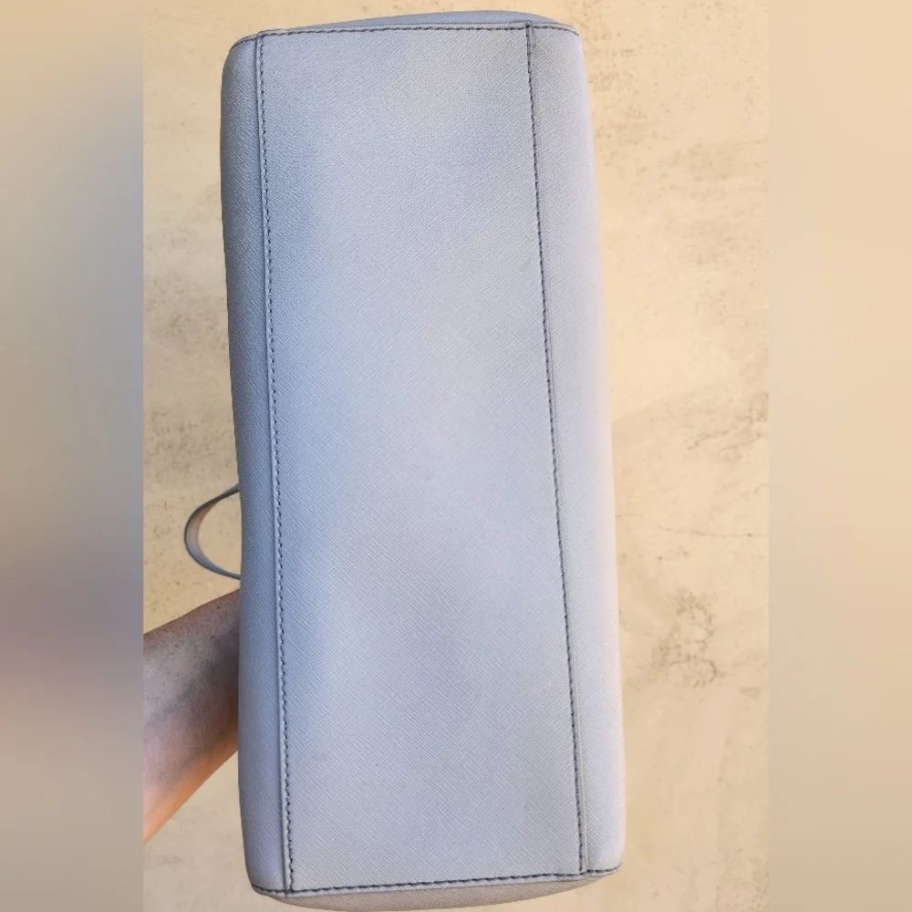 Tory Burch Light Grey Saffiano Leather Tote Bag